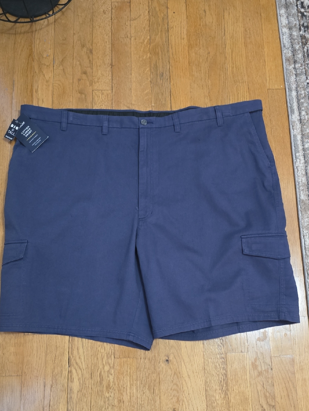 Haggar Brand Mens Big And Tall Indigo Blue Cargo Shorts Size 54
